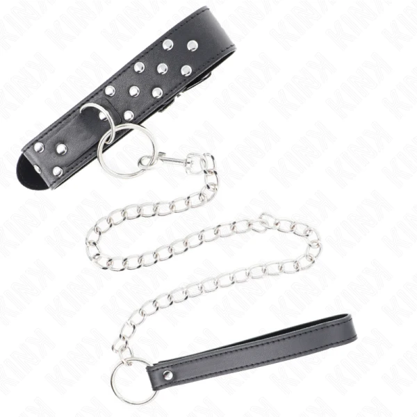 Kink Collar & GAG Klinkerhalsband met riem, zwart Kink Collar & GAG Klinkerhalsband met riem, zwart