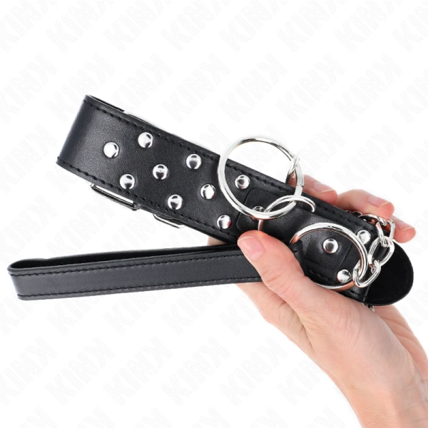 Kink Collar & GAG Klinkerhalsband met riem, zwart Kink Collar & GAG Klinkerhalsband met riem, zwart