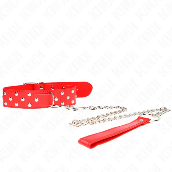 Kink Collar & GAG Halsband met ring en noppen, rood