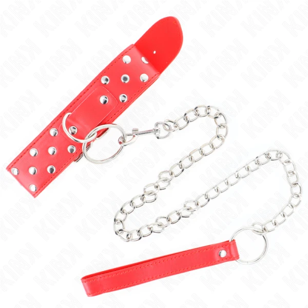 Kink Collar & GAG Halsband met ring en noppen, rood