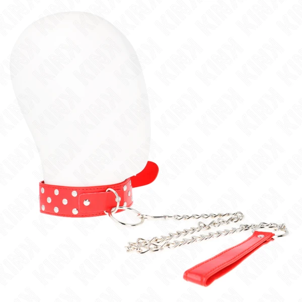 Kink Collar & GAG Halsband met ring en noppen, rood