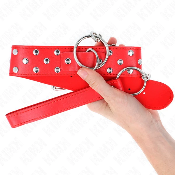Kink Collar & GAG Halsband met ring en noppen, rood