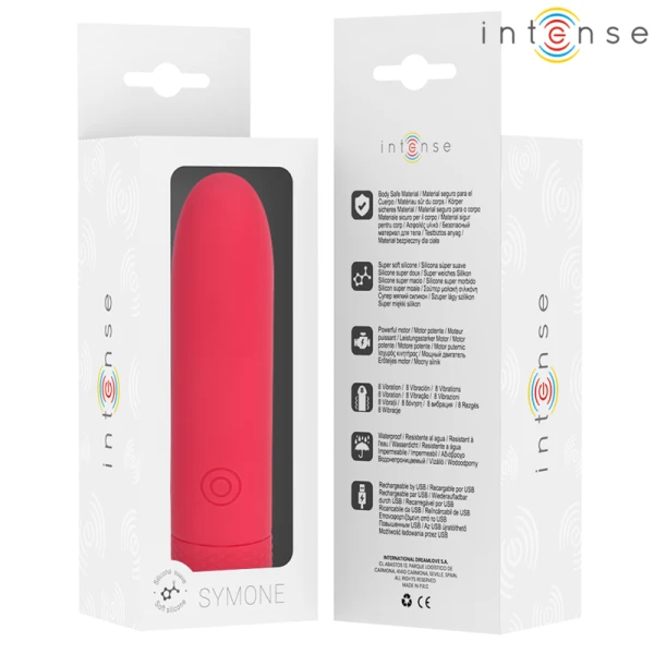 Intense FUN Toys Symone USB-wiederaufladbarer Bullet-Vibrator rot 10 x 2,2 cm