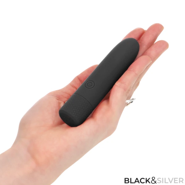 Black&silver Geri USB-oplaadbare Bulletvibrator 8 standen Zwart 10x2,2 cm