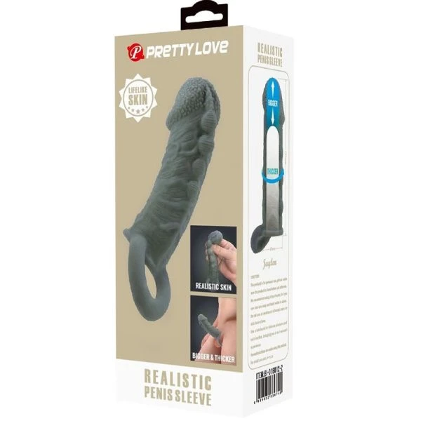 FOR HIM Pretty Love Realistische Penisvergroter en Vertragingshuls Grijs