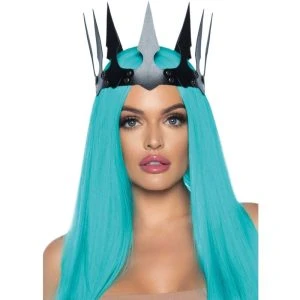 LEG Avenue Accessories Faux Leather Maleficent Crown with Studs Black