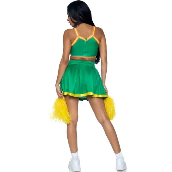 Leg Avenue Cheerleader Kostuum Groen met Plooirok en Pompons Leg Avenue Cheerleader Kostuum Groen met Plooirok en Pompons