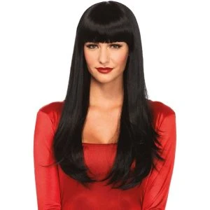 LEG Avenue Accessories Long Straight Wig with Bangs Black