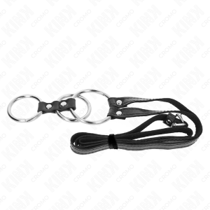Kink Ring Power Drievoudige metalen penisring met lederen riemen Kink Ring Power Drievoudige metalen penisring met lederen riemen - Afbeelding 5