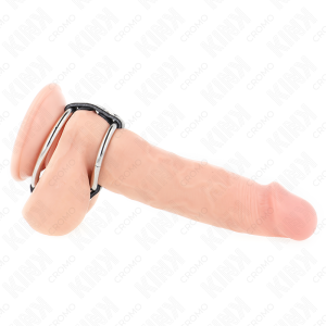Kink Ring Power Dubbele Penisring van Metaal met Leder Verbonden Kink Ring Power Dubbele Penisring van Metaal met Leder Verbonden - Afbeelding 2