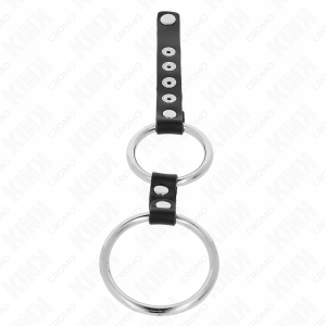 Kink Ring Power Dubbele Penisring van Metaal met Leder Verbonden Kink Ring Power Dubbele Penisring van Metaal met Leder Verbonden - Afbeelding 3
