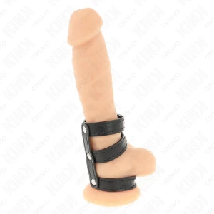 Kink Leder Penisring mit Druckverschluss für kontrollierte Erektion