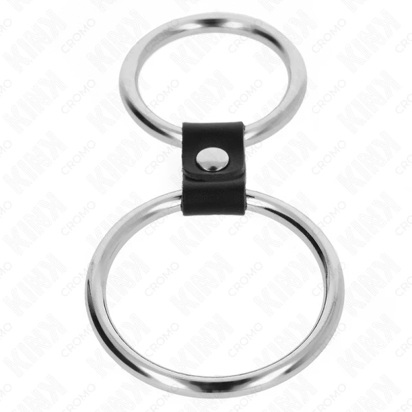 Kink Ring Power Dubbele Penisring van Metaal met Leren Band