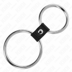 Kink Ring Power Dubbele Penisring van Metaal met Leren Band Kink Ring Power Dubbele Penisring van Metaal met Leren Band - Afbeelding 4