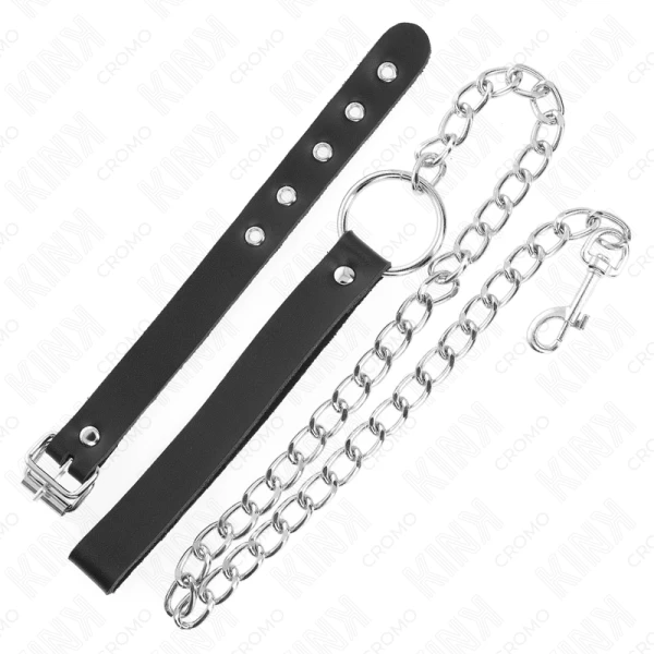 Kink Ring Power Leder-Penisring met verstelbare riem en tepelklem