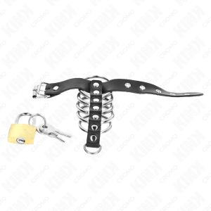Kink Ring Power Penisring aus Leder mit Verschlussband und 5 Metallringen – Bild 5