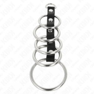 Kink Ring Power Metalen Penisringen met Leren Verbinding, 5-delig Kink Ring Power Metalen Penisringen met Leren Verbinding, 5-delig - Afbeelding 3
