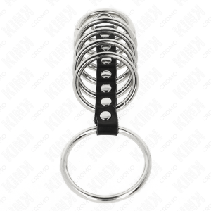 Kink Ring Power Penisring-set van metaal met leer verbonden Kink Ring Power Penisring-set van metaal met leer verbonden - Afbeelding 3