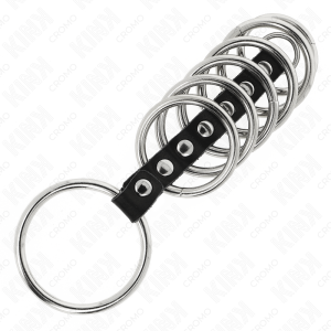 Kink Ring Power Penisring-set van metaal met leer verbonden Kink Ring Power Penisring-set van metaal met leer verbonden - Afbeelding 4