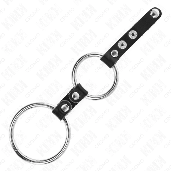 Kink Ring Power Dubbele Penisring van leer verbonden