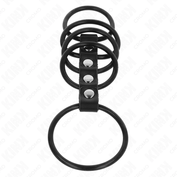 Kink Ring Power Penisring-Set van siliconen met leren verbinding