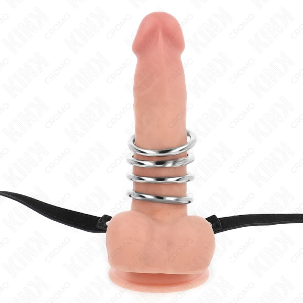 Kink Ring Power Penisring-Set mit Lederriemen und Metallringen