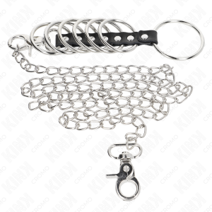 Kink Ring Power Penisring-Set van metaal en leer met ketting Kink Ring Power Penisring-Set van metaal en leer met ketting - Afbeelding 3