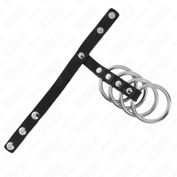 Kink Ring Power Penisring-Set met leren band en druksluiting
