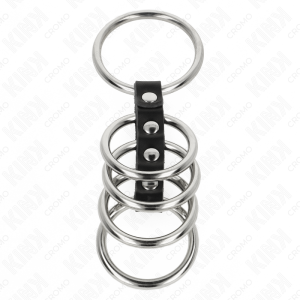 Kink Ring Power Penisring-Set van metaal en leer, 5 ringen Kink Ring Power Penisring-Set van metaal en leer, 5 ringen - Afbeelding 3