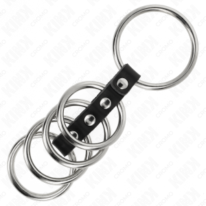 Kink Ring Power Penisring-Set van metaal en leer, 5 ringen Kink Ring Power Penisring-Set van metaal en leer, 5 ringen - Afbeelding 4