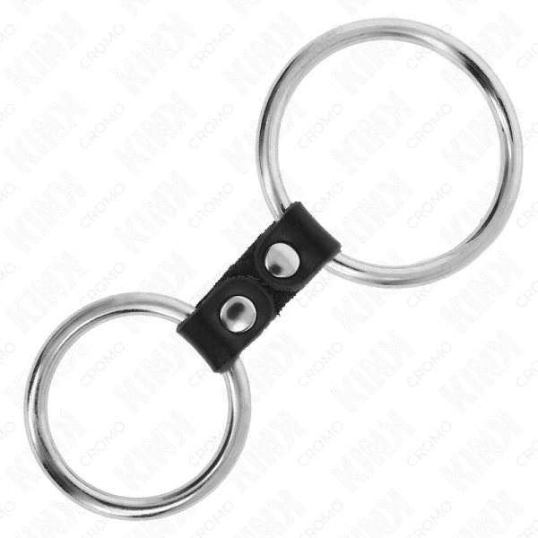 Kink Ring Power doppelter Penisring aus Metall mit Lederband