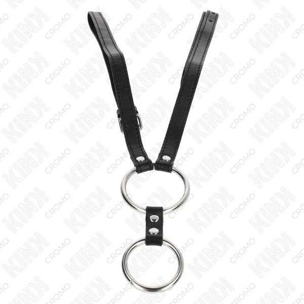 Kink Ring Power Doppelter Penisring aus Metall mit Ledergurten Kink Ring Power Doppelter Penisring aus Metall mit Ledergurten