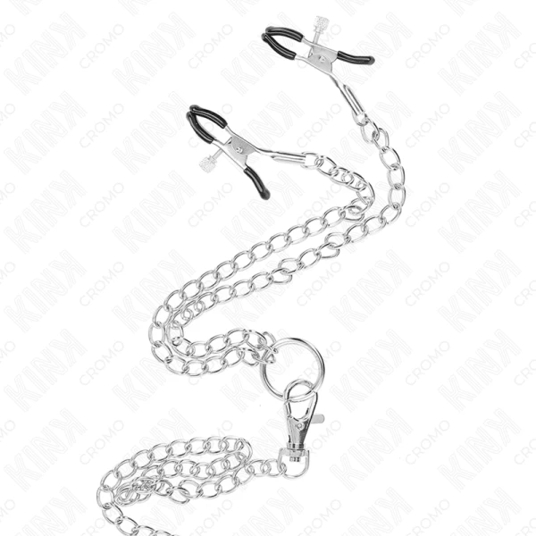 Kink Ring Power Penisring mit Nippelklemmen und Kette, Metall Kink Ring Power Penisring mit Nippelklemmen und Kette, Metall