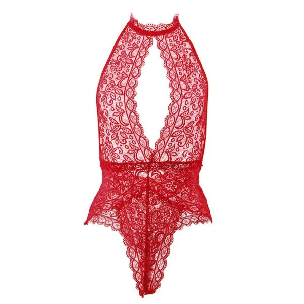 Subblime Bodysuit met open cups rood L/XL