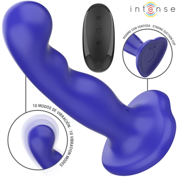 Intense Remote Control Shorty Vibrator met zuignappen, afstandsbediening, blauw