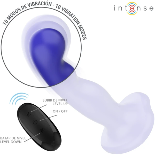 Intense Remote Control Shorty Vibrator met zuignappen, afstandsbediening, blauw