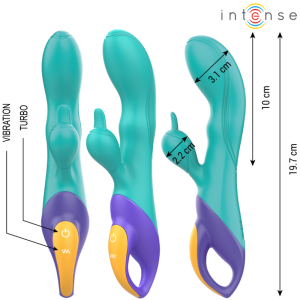 Intense High Tech Rabbit-Vibrator Fred met Clitorisstimulatoren Blauw Intense High Tech Rabbit-Vibrator Fred met Clitorisstimulatoren Blauw - Afbeelding 2