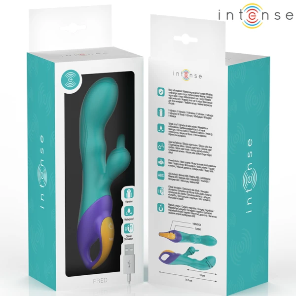 Intense High Tech Rabbit-Vibrator Fred met Clitorisstimulatoren Blauw