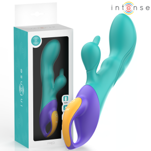 Intense High Tech Rabbit-Vibrator Fred met Clitorisstimulatoren Blauw Intense High Tech Rabbit-Vibrator Fred met Clitorisstimulatoren Blauw - Afbeelding 1