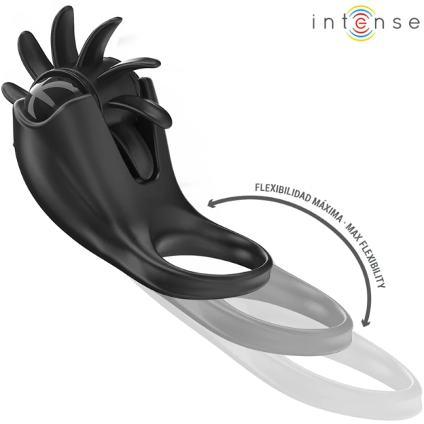Intense FOR HIM Vibratiering Mabel met Clitorisstimulator, 10 trillingen, Zwart