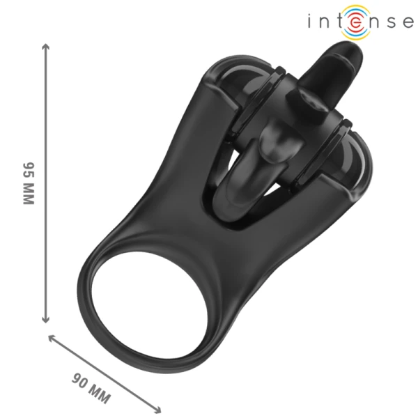 Intense FOR HIM Vibratiering Mabel met Clitorisstimulator, 10 trillingen, Zwart