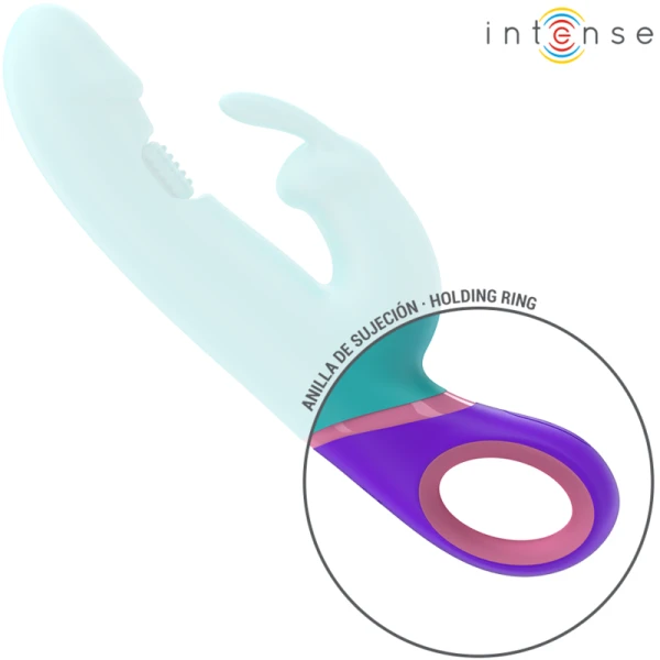Intense High Tech Rabbit Vibrator Monica met roterende G-punt stimulator, 22,5 cm, blauw Intense High Tech Rabbit Vibrator Monica met roterende G-punt stimulator, 22,5 cm, blauw