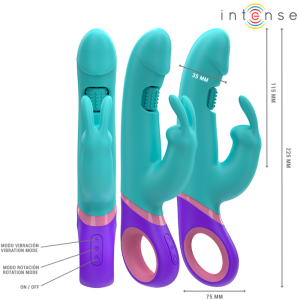 Intense High Tech Rabbit Vibrator Monica met roterende G-punt stimulator, 22,5 cm, blauw Intense High Tech Rabbit Vibrator Monica met roterende G-punt stimulator, 22,5 cm, blauw - Afbeelding 2