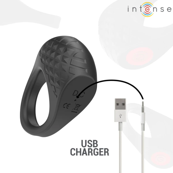 Intense FOR HIM Clover Vibrator Penisring met 10 trillingen, Zwart