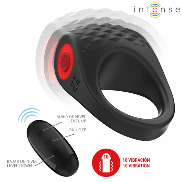 Intense FOR HIM Clover Vibrator Penisring met 10 trillingen, Zwart