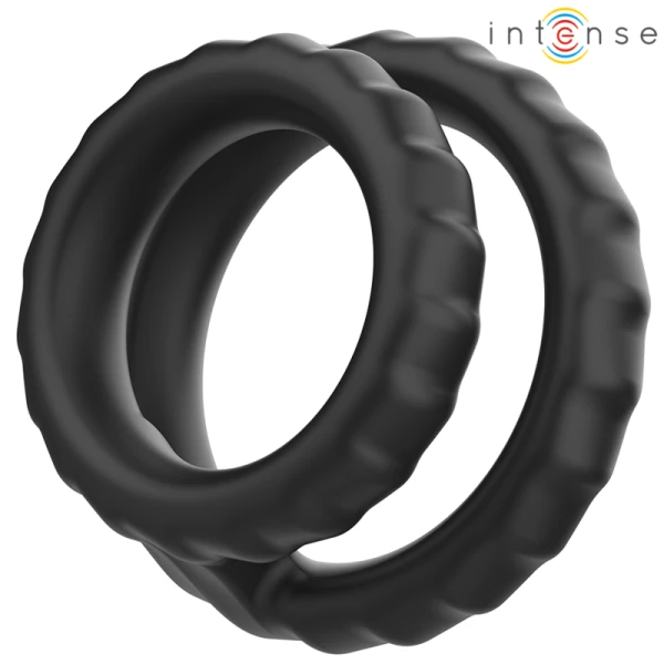 Intense FOR HIM Dubbele Penisring van siliconen, zwart