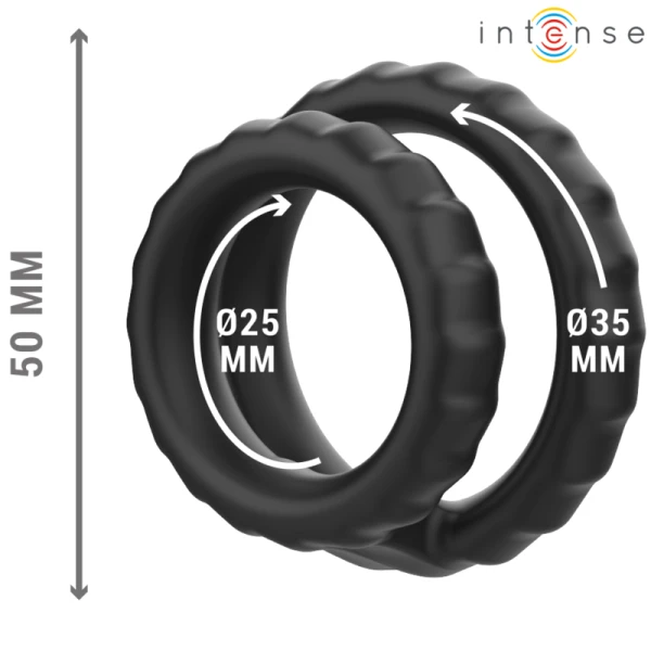 Intense FOR HIM Dubbele Penisring van siliconen, zwart