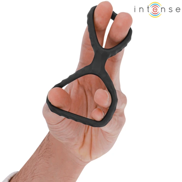 Intense FOR HIM Dubbele Penisring van siliconen, zwart
