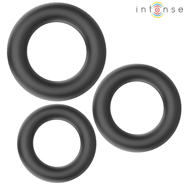 Intense FOR HIM Penis Ring Set Hugh 3 Basic made of silicone, black