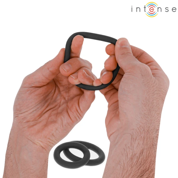 Intense FOR HIM Penis Ring Set Hugh 3 Basic made of silicone, black